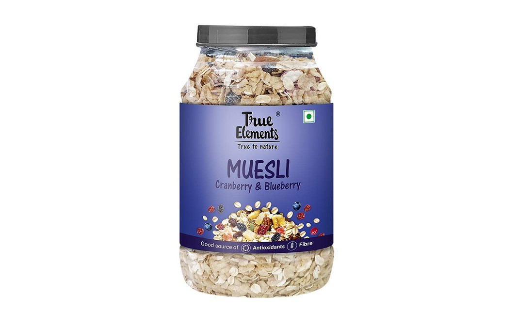 True Elements Muesli Cranberry & Blueberry   Plastic Jar  1 kilogram